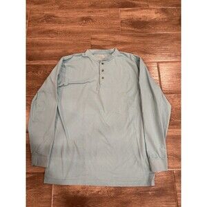 LL Bean Men’s Henley Long sleeve Size Medium Tall Aqua Color 100 % Cotton EUC